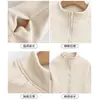 Chamarra de Yoga con Forro de Polar Otoño Invierno Cuello Alto Cremallera Ropa de Fitness Adelgazante Calidez Top Deportivo Manga Larga Chamarra de Running