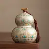 Bote de Té Calabaza de Horno Ru Dunhuang para Uso Doméstico, Bote de Cerámica Grande de Gama Alta a Prueba de Humedad para Almacenamiento de Té, Bote Sellado, Bote de Té de Regalo