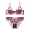Lencería Sexy de Encaje para Mujeres con Poco Busto, Conjunto de Sujetador de Algodón Delgado Anti-Bultos Levanta Busto, Junta los Lados del Pecho, Previene la Flacidez, Conjunto de Sujetador Transpirable