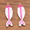 10 Colores 11x39 mm Acero Inoxidable Esmalte Dorado Goteo de Aceite Colgante de Animal Pez Pequeño de Doble Cara Accesorios para Joyería DIY