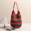 Bolso de paja para hombro, de moda, informal, de gran capacidad, tejido, para playa, vacaciones y todo tipo de ocasiones.
