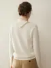 Nuevo Suéter de Cachemira con Cuello para Otoño e Invierno 2025 para Mujer, Color Sólido, Holgado, de Punto, Manga Larga, Camiseta Base Coreana