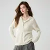 Novo Cardigan de Lã Cashmere 35 com Capuz, Zíper e Tranças Espessas para Outono/Inverno 2026, Suéter Casaco Fashion