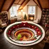 Alfombra Redonda de Terciopelo de Cristal Navideño con Ilusión 3D, Decoración Festiva para Sala de Estar, Antideslizante, Engrosada, Alfombra para Mesita de Noche de Dormitorio