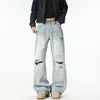 Maple House Roupa Masculina / Primavera 2026 Nova Marca Americana de Moda de Rua Tamanho M Corte Solto Jeans Ligeiramente Flare Calças Longas Masculinas