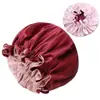 Gorro de noche de seda de doble capa Amazon gorro de baño de satén ajustable gorro para quitar maquillaje gorro de ducha para mujeres con cabello largo gorro de quimioterapia gorro de noche