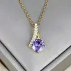 Nuevo Collar Cruz Morada Diosa para Mujer, Sencillo, Elegante, de Alta Gama, Colgante de Espiga Microincrustado, Collar de Cadena para Clavícula