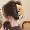 Novo prendedor de cabelo de garra grande de pelúcia 2026, prendedor de cabelo marrom de alta qualidade para mulheres, acessório de cabelo tipo pinça de tubarão para a parte de trás da cabeça, estilo retrô outono e inverno