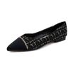 Zapatos Weiwei Girl 373-4 de punta puntiaguda para mujer, planos, de verano, con suela suave y poco profunda, informales, estilo coreano, talla grande.