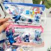 Estuche de Lápices con Cremallera de Dibujos Animados de PVC para Comercio Exterior, Conejo Azul Lindo, Bolsa de Lápices de Una Sola Capa, Bolsa para Documentos, Bolsa de Almacenamiento Impermeable, Papelería