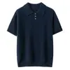 Estilo Novo Outono/Inverno Gola Polo Feminina Tricô 100% Caxemira Pura Manga Curta Feminina Respirável Casual Elegante Simples Camiseta