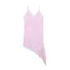 Europa Transfronteriza INS Serie de Ropa para Mujer Encaje Asimétrico Casual Tirantes Finos Vestido Mini