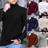 Camisa de Punto de Comercio Exterior Transfronterizo para Hombre Invierno Juventud Nueva Cuello Alto Grueso Rayas de Colores Suéter Camisa Base Ropa para Hombre