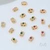 Cuentas de Barril de Doble Agujero con Circonita Verde Chapadas en Oro de 14K Hilo Cuentas Espaciadoras de Perla de Cristal Materiales para Accesorios de Joyería de Collares Hechos a Mano DIY