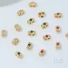 Hilo de Perlas de Barril de Doble Agujero de Circonita Chapado en Oro de 14K Cuentas Espaciadoras de Perla de Cristal Materiales para Collares Hechos a Mano DIY Accesorios de Joyería