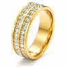 Venta Caliente Transfronteriza Anillo de Acero de Titanio con Circonita Lleno de Estrellas Anillo de Pareja Atmósfera Simple Anillo de Diamante Fabricante de Joyería Suministro Directo