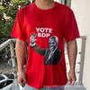 Gran suministro de camisas blancas de cuello redondo desechables baratas para elecciones presidenciales de congresistas filipinos con estampado publicitario de cabeza.