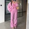 Ropa de Comercio Exterior Transfronteriza Otoño 2026 Europea y Americana para Mujer Conjunto de Camisa de Manga Larga y Pantalones Color Sólido Holgado con Corbata Conjunto Casual de Dos Piezas