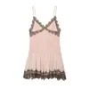 Para Comercio Exterior Transfronterizo Europeo y Americano Ropa de Mujer Aliexpress Más Vendido Verano Retro Rosa Claro Cuello en V Encaje Tirantes Vestido