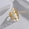 Anillo hueco simple de oro de 14 quilates con estilo europeo y americano, diseño de nicho, anillo creativo geométrico de acero inoxidable, una generación de cabello