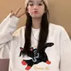 Sudadera de Algodón Estampada Gato Otoño e Invierno Cuello Redondo de la Fábrica Original 2026, Holgada Perezosa Gruesa Forro Polar Pesado