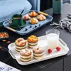 Bandeja de chá de camada dupla com cesta de drenagem para sala de estar, bandeja retangular para mesa de centro de casa, cesta de drenagem criativa, bandeja com porta-copos