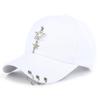 Boné de Beisebol Casual Versátil com Corrente e Anel de Ferro Verão Quebra-sol Hip-hop Boné de Street Dance Preto Moda Coreana Masculino e Feminino