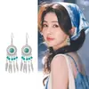 Novos Brincos Étnicos Estilo Chinês com Charme Exótico, Elegância Clássica Artística Vintage, Design Vazado, Brincos de Franja da Moda