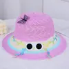 Chapéu de Palha Personalizado Infantil Estilo Princesa Chapéu de Sol Floral Fresco Chapéu de Sol para Viagem Férias Proteção Solar Chapéu de Sol de Aba Larga para Bebê