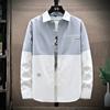 Cardigan suelto de color verde para primavera y otoño, manga larga casual para jóvenes, camisa de solapa fina, pieza única para hombre, entrega