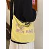 Bolsa de Lona Japonesa Retro de Doble Cara con Letras Contrastantes Nueva Bolsa Tote Commuter de Gran Capacidad Bolsa de Hombro Cruzada para Estudiantes