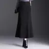 Falda Larga de Lana con Cintura Elástica y Corte Sirena para Mujer 2026 Otoño/Invierno Nueva Falda Larga de Cintura Alta Adelgazante Elegante para el Trabajo Falda Ajustada a la Cadera