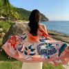 Toalla de playa estilo étnico bufanda protectora solar para vacaciones de viaje bufanda de seda parasol estampado chal para mujer estilo Yunnan Dali