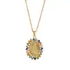 Collar de Moda de Alta Gama con Incrustaciones de Circonita de Cobre, Cadena para Clavícula de Acero de Titanio, Joyería para Mujer, Venta Caliente Europea y Americana Transfronteriza, Virgen María