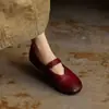 Sapatos Mary Jane Redondos Retrô de Tira Única Sapatilhas Macias Planas de Couro Genuíno Sapatos de Balé Loafers Casuais Versáteis Comércio Exterior Transfronteiriço