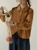 Camisa holgada de estilo japonés para mujer, adelgazante, top 2026 principios de otoño, cuello polo, manga larga, diseño de alta gama, cárdigan camisa para mujer