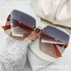 23 Novos Óculos de Sol Sem Aro com Borda Cortada Gradiente de Cor de Alta Qualidade para Dirigir Mulheres Moda Tendência Óculos de Sol de Celebridade da Internet Douyin