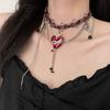 Estilo punk gota de aceite roja amor borla de cuero cadena clavicular personalidad temperamento europeo y americano dulce cool chica hot nicho collar