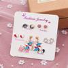 Aretes de una semana personalidad femenina molino de viento globo geométricos con pedrería traje de 7 pares venta al por mayor