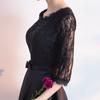 Vestido de Noche de Encaje de Comercio Exterior 2026 Nuevo Modelo Negro Elegante para Dama Vestido de Performance para Coro para Mujeres