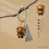 Llavero de Coche Colgante Tallado en Madera Dorada de los Doce Signos del Zodiaco Colgante Creativo Hecho a Mano DIY con Borla para Bolso del Zodiaco