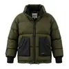 Chaqueta de algodón con cuello mao multi-bolsillos para trabajo, personalizada de fábrica, abrigo de algodón verde cortavientos de corte holgado para hombre, abrigo de algodón grueso de invierno para hombre