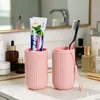 Taza de Lavado de Viaje con Rayas Verticales Taza para Cepillo de Dientes Caja de Almacenamiento para Pasta de Dientes Caja Portátil para Cepillo de Dientes Cubo para Cepillo de Dientes Taza Simple para Enjuague Bucal