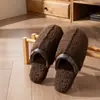 Pantuflas de Algodón Peludo para Mujer, Nuevo Estilo Otoño/Invierno 2026, Antideslizantes Silenciosas de Interior para el Hogar, Pantuflas de Algodón Cálidas con Terciopelo para el Piso para Hombre