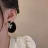 @Oferta Especial@ Pendientes Coreanos de Lazo Negro con Diamantes, Estilo Lujo Ligero, Estilo Hong Kong, Pendientes de Diseño Nicho
