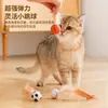 Nueva pelota de goma rebotadora para provocar gatos con plumas, un juguete para mascotas autoentretenido para gatos