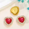 Corazón de Perla de Color Forma de Corazón Fondo Plano Borde de Pedrería Pedrería Cosida a Mano Accesorios de Joyería DIY Base Dorada Pedrería de Garras de Corazón Venta al por Mayor