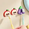 Porta-escova de dentes de desenho animado, montado na parede sem furar, armazenamento multifuncional para cabos de dados, lâminas de barbear e joias