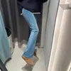 Jeans de Campana Retro Americanos para Mujer, Nuevos para Primavera y Otoño 2025, de Cintura Alta, Elásticos, Petite, Rectos Estrechos, de Pierna Ancha