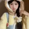 Pijama de Veludo Cotele Estilo Princesa Ursinho Cartoon para Mulheres, Roupão Quente de Lã Espessa para Inverno